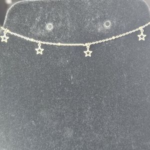 Sterling Silver Dangling Stars Ball Chain Anklet 9.5"